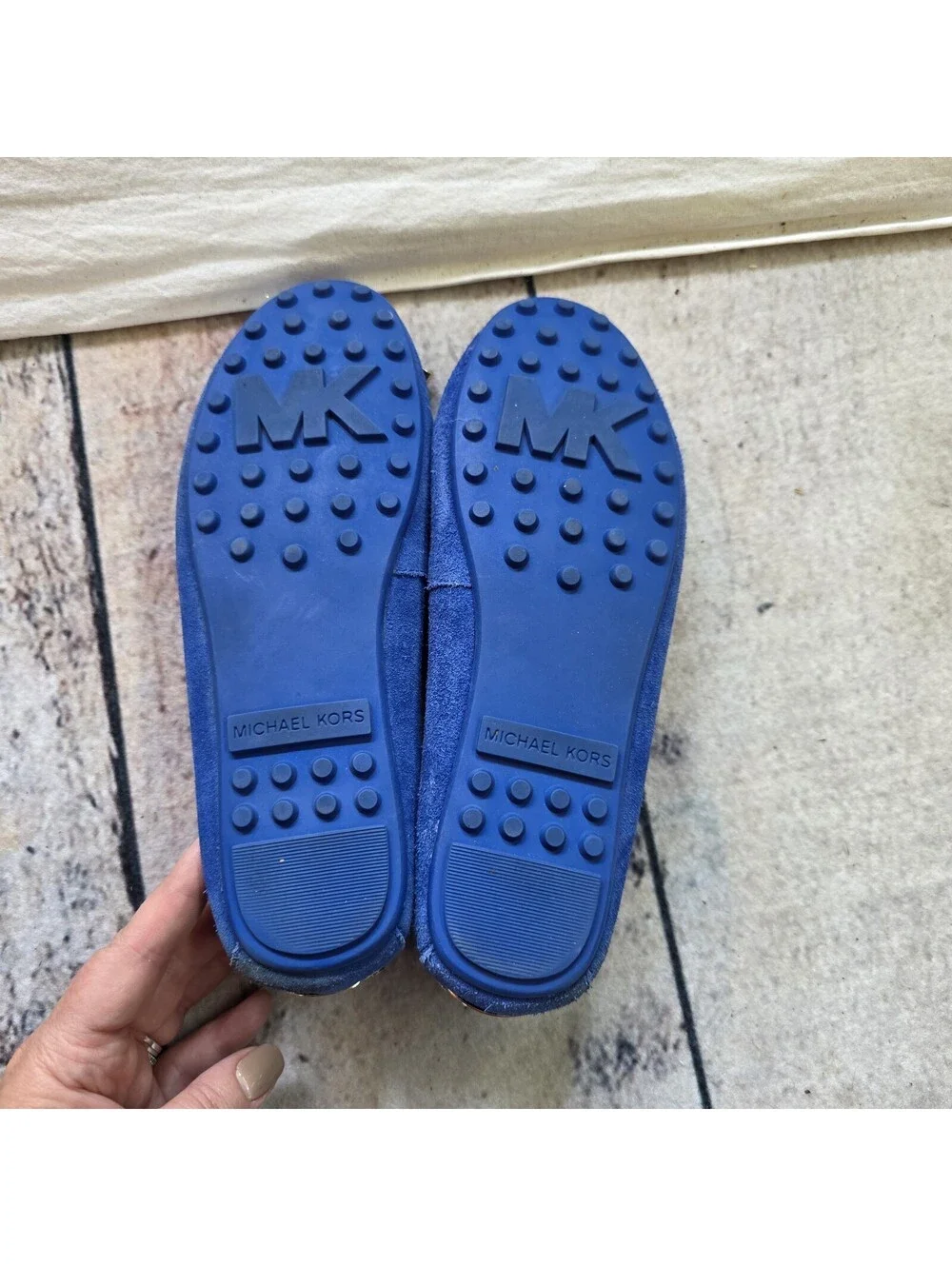 Michael Kors Driving Shoes Flats Loafers Moccasins Blue Suede Women's Size 6.5